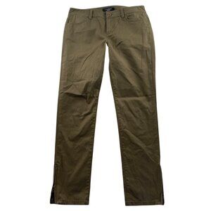 Talbots Women's Pants 4P Slim Straight Leg Olive Green Ankle Zip Low Rise Casual